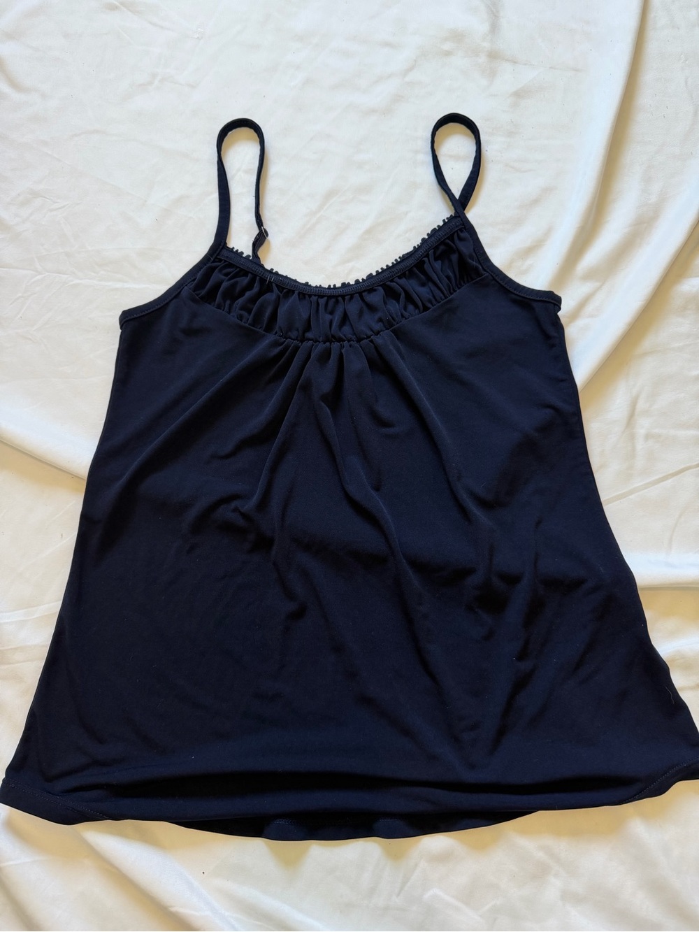 Classic navy blue  Spaghetti-Strap Camisole with Gathered Neckline